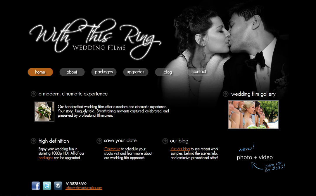 With This Ring Wedding Films, wedding videography new website design