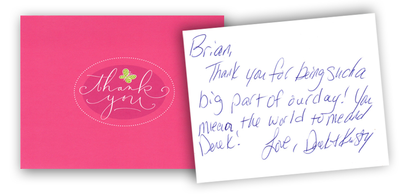 thank you card for wedding videographers
