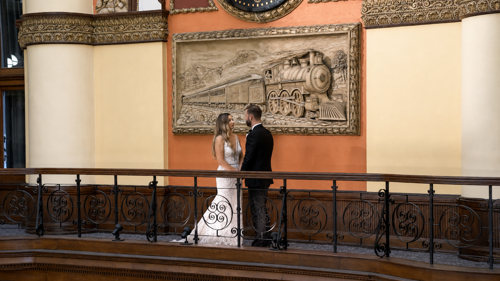 Newlyweds at Historic Union Station Hotel in Nashville, TN.