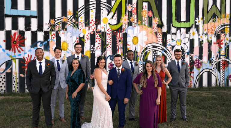 Hayden and Connor with their wedding party at AllenBrooke Farm