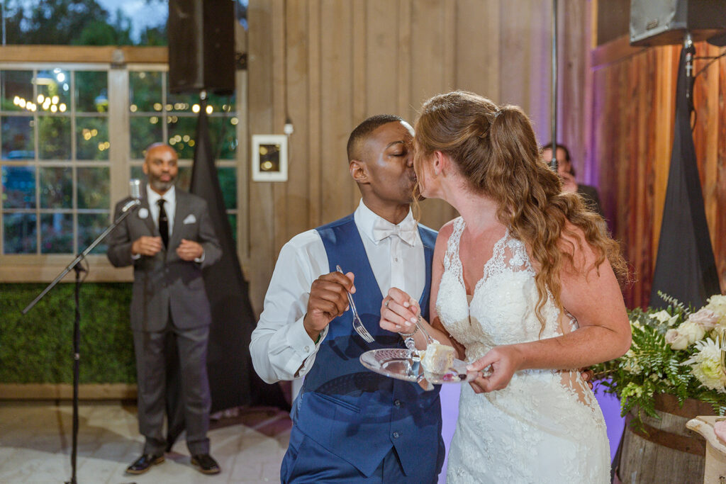 Sarah and Ed cut their wedding cake in their Nashville wedding video