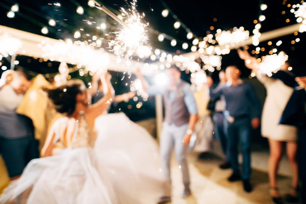 sparkers on the dance floor at Nashville wedding of Marcie and Michael