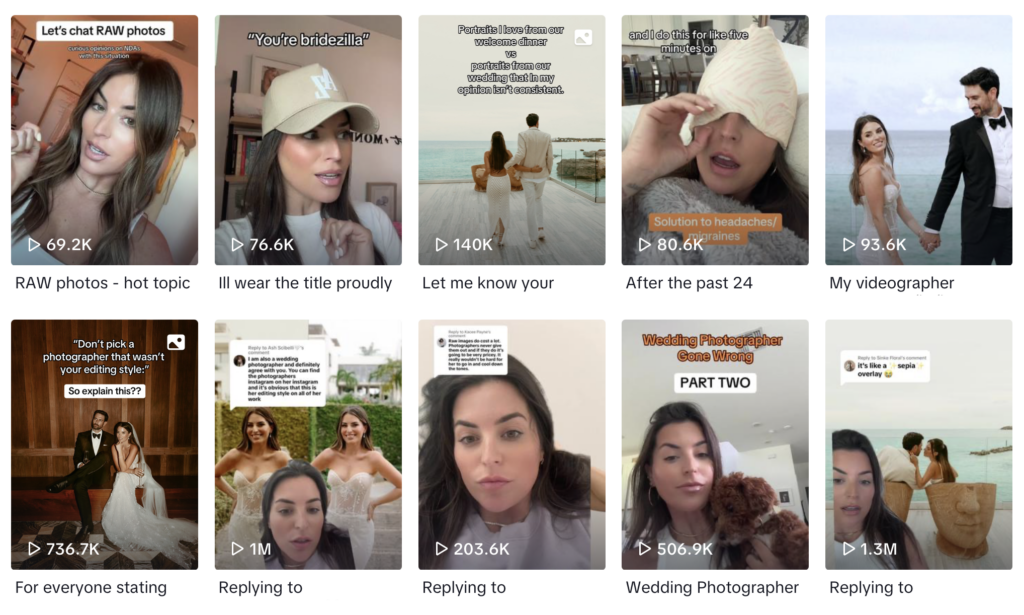 "Sepia Bride" Alexandra Jayne Conder has posted many TikTok videos about her wedding photos