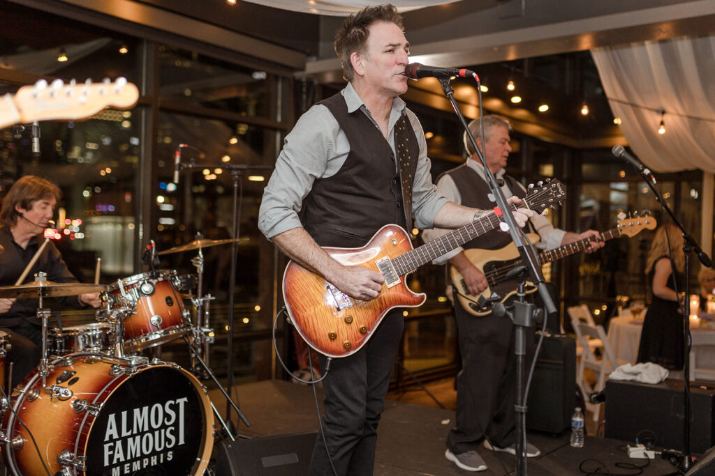 Almost Famous Memphis, a live band, entertains guests at Sarah Beth and Will's Nashville wedding