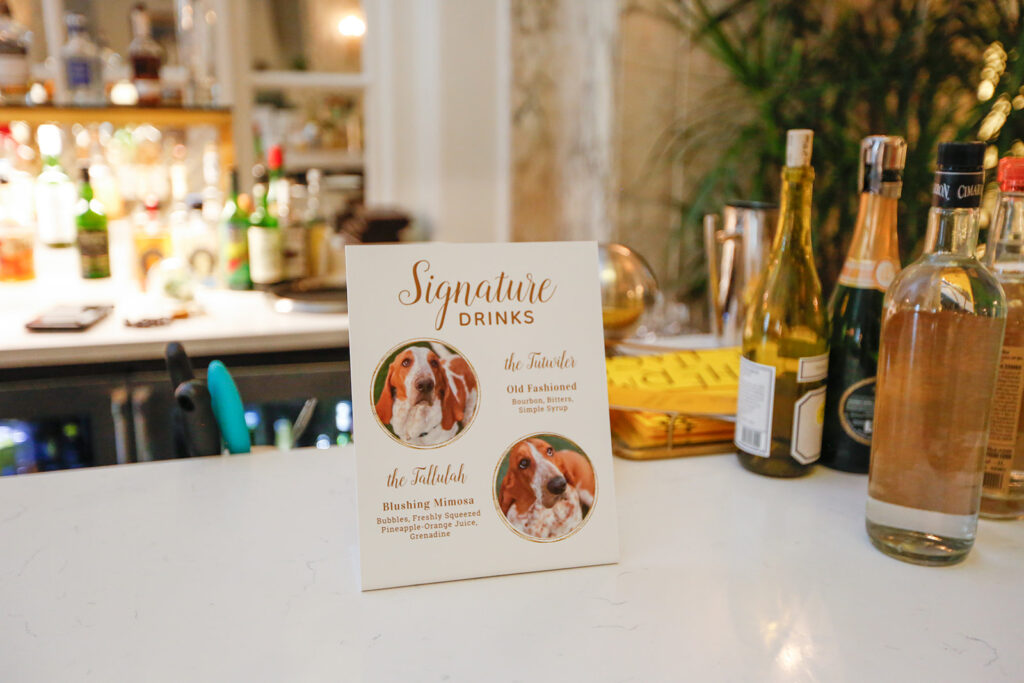 signature drinks sign shot by Nashville wedding videographer Brian 