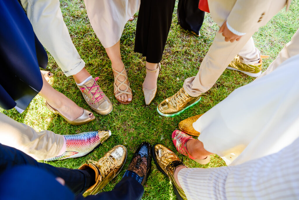 Nashville bridal party wedding shoes in a fun photo