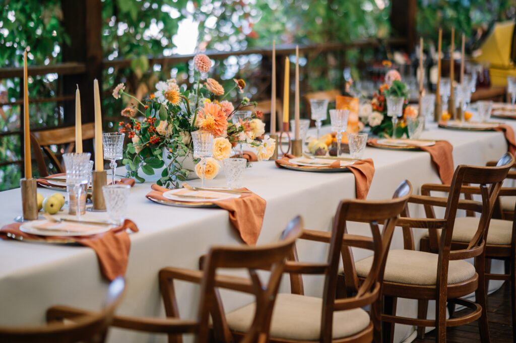 an elegant fall table place setting captured by top nashville wedding photographers 