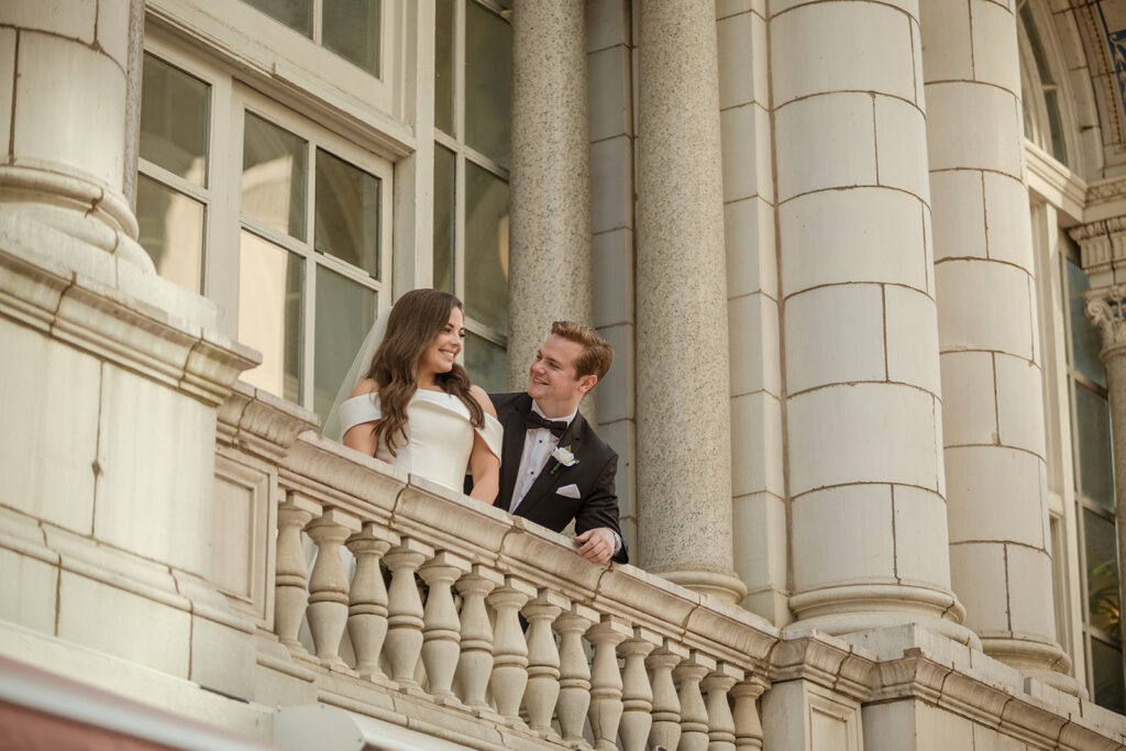 Shelby and Reid share a moment after their wedding ceremony at The Hermitage Hotel in Nashville, TN